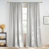 imageNICETOWN Linen Semi Sheer Curtains 72 inches Long Rod Pocket amp Back Tab Thick Flax Linen Weave Drapes Privacy Added with Light Filtering for BedroomFarmhouse Cream W55 x L72 2 PanelsJacquard Grey