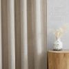 imageNICETOWN Linen Semi Sheer Curtains 72 inches Long Rod Pocket amp Back Tab Thick Flax Linen Weave Drapes Privacy Added with Light Filtering for BedroomFarmhouse Cream W55 x L72 2 PanelsOatmeal