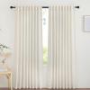 imageNICETOWN Linen Semi Sheer Curtains 72 inches Long Rod Pocket amp Back Tab Thick Flax Linen Weave Drapes Privacy Added with Light Filtering for BedroomFarmhouse Cream W55 x L72 2 PanelsNatural