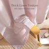 imageNICETOWN Linen Semi Sheer Curtains 72 inches Long Rod Pocket amp Back Tab Thick Flax Linen Weave Drapes Privacy Added with Light Filtering for BedroomFarmhouse Cream W55 x L72 2 PanelsBlush Pink
