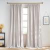 imageNICETOWN Linen Semi Sheer Curtains 72 inches Long Rod Pocket amp Back Tab Thick Flax Linen Weave Drapes Privacy Added with Light Filtering for BedroomFarmhouse Cream W55 x L72 2 PanelsJacquard Angora