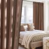 imageNICETOWN Linen Semi Sheer Curtains 72 inches Long Rod Pocket amp Back Tab Thick Flax Linen Weave Drapes Privacy Added with Light Filtering for BedroomFarmhouse Cream W55 x L72 2 PanelsGold Brown