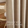 imageNICETOWN Linen Semi Sheer Curtains 72 inches Long Rod Pocket amp Back Tab Thick Flax Linen Weave Drapes Privacy Added with Light Filtering for BedroomFarmhouse Cream W55 x L72 2 PanelsBurlap