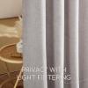 imageNICETOWN Linen Semi Sheer Curtains 72 inches Long Rod Pocket amp Back Tab Thick Flax Linen Weave Drapes Privacy Added with Light Filtering for BedroomFarmhouse Cream W55 x L72 2 PanelsGreyish Purple