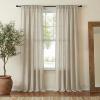 imageNICETOWN Linen Semi Sheer Curtains 72 inches Long Rod Pocket amp Back Tab Thick Flax Linen Weave Drapes Privacy Added with Light Filtering for BedroomFarmhouse Cream W55 x L72 2 PanelsCocoa Cream