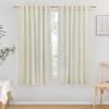 imageNICETOWN Linen Semi Sheer Curtains 72 inches Long Rod Pocket amp Back Tab Thick Flax Linen Weave Drapes Privacy Added with Light Filtering for BedroomFarmhouse Cream W55 x L72 2 PanelsOff White