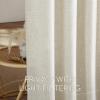 imageNICETOWN Linen Semi Sheer Curtains 72 inches Long Rod Pocket amp Back Tab Thick Flax Linen Weave Drapes Privacy Added with Light Filtering for BedroomFarmhouse Cream W55 x L72 2 PanelsCream