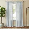 imageNICETOWN Linen Semi Sheer Curtains 72 inches Long Rod Pocket amp Back Tab Thick Flax Linen Weave Drapes Privacy Added with Light Filtering for BedroomFarmhouse Cream W55 x L72 2 PanelsLight Cyan