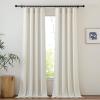 imageNICETOWN Linen Semi Sheer Curtains 72 inches Long Rod Pocket amp Back Tab Thick Flax Linen Weave Drapes Privacy Added with Light Filtering for BedroomFarmhouse Cream W55 x L72 2 PanelsCream
