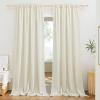 imageNICETOWN Linen Semi Sheer Curtains 72 inches Long Rod Pocket amp Back Tab Thick Flax Linen Weave Drapes Privacy Added with Light Filtering for BedroomFarmhouse Cream W55 x L72 2 PanelsOff White