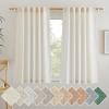 imageNICETOWN Linen Semi Sheer Curtains 72 inches Long Rod Pocket amp Back Tab Thick Flax Linen Weave Drapes Privacy Added with Light Filtering for BedroomFarmhouse Cream W55 x L72 2 PanelsNatural