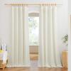 imageNICETOWN Linen Semi Sheer Curtains 72 inches Long Rod Pocket amp Back Tab Thick Flax Linen Weave Drapes Privacy Added with Light Filtering for BedroomFarmhouse Cream W55 x L72 2 PanelsOff White