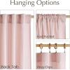 imageNICETOWN Linen Semi Sheer Curtains 72 inches Long Rod Pocket amp Back Tab Thick Flax Linen Weave Drapes Privacy Added with Light Filtering for BedroomFarmhouse Cream W55 x L72 2 PanelsLight Pink