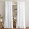 imageNICETOWN Linen Semi Sheer Curtains 72 inches Long Rod Pocket amp Back Tab Thick Flax Linen Weave Drapes Privacy Added with Light Filtering for BedroomFarmhouse Cream W55 x L72 2 PanelsWhite