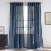imageNICETOWN Linen Semi Sheer Curtains 72 inches Long Rod Pocket amp Back Tab Thick Flax Linen Weave Drapes Privacy Added with Light Filtering for BedroomFarmhouse Cream W55 x L72 2 PanelsNavy Blue