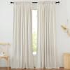 imageNICETOWN Linen Semi Sheer Curtains 72 inches Long Rod Pocket amp Back Tab Thick Flax Linen Weave Drapes Privacy Added with Light Filtering for BedroomFarmhouse Cream W55 x L72 2 PanelsNatural