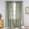 imageNICETOWN Linen Semi Sheer Curtains 72 inches Long Rod Pocket amp Back Tab Thick Flax Linen Weave Drapes Privacy Added with Light Filtering for BedroomFarmhouse Cream W55 x L72 2 PanelsGreyish Green