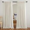 imageNICETOWN Linen Semi Sheer Curtains 72 inches Long Rod Pocket amp Back Tab Thick Flax Linen Weave Drapes Privacy Added with Light Filtering for BedroomFarmhouse Cream W55 x L72 2 PanelsNatural
