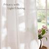 imageNICETOWN Linen Semi Sheer Curtains 72 inches Long Rod Pocket amp Back Tab Thick Flax Linen Weave Drapes Privacy Added with Light Filtering for BedroomFarmhouse Cream W55 x L72 2 PanelsCream