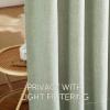 imageNICETOWN Linen Semi Sheer Curtains 72 inches Long Rod Pocket amp Back Tab Thick Flax Linen Weave Drapes Privacy Added with Light Filtering for BedroomFarmhouse Cream W55 x L72 2 PanelsSage Green