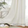 imageNICETOWN Linen Semi Sheer Curtains 72 inches Long Rod Pocket amp Back Tab Thick Flax Linen Weave Drapes Privacy Added with Light Filtering for BedroomFarmhouse Cream W55 x L72 2 PanelsNatural