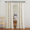 imageNICETOWN Linen Semi Sheer Curtains 72 inches Long Rod Pocket amp Back Tab Thick Flax Linen Weave Drapes Privacy Added with Light Filtering for BedroomFarmhouse Cream W55 x L72 2 PanelsNatural
