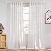 imageNICETOWN Linen Semi Sheer Curtains 72 inches Long Rod Pocket amp Back Tab Thick Flax Linen Weave Drapes Privacy Added with Light Filtering for BedroomFarmhouse Cream W55 x L72 2 PanelsCream