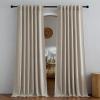 imageNICETOWN Linen Semi Sheer Curtains 72 inches Long Rod Pocket amp Back Tab Thick Flax Linen Weave Drapes Privacy Added with Light Filtering for BedroomFarmhouse Cream W55 x L72 2 PanelsOatmeal