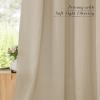 imageNICETOWN Linen Semi Sheer Curtains 72 inches Long Rod Pocket amp Back Tab Thick Flax Linen Weave Drapes Privacy Added with Light Filtering for BedroomFarmhouse Cream W55 x L72 2 PanelsAngora
