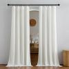 imageNICETOWN Linen Semi Sheer Curtains 72 inches Long Rod Pocket amp Back Tab Thick Flax Linen Weave Drapes Privacy Added with Light Filtering for BedroomFarmhouse Cream W55 x L72 2 PanelsIvory