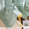 imageNICETOWN Linen Semi Sheer Curtains 72 inches Long Rod Pocket amp Back Tab Thick Flax Linen Weave Drapes Privacy Added with Light Filtering for BedroomFarmhouse Cream W55 x L72 2 PanelsSage Green