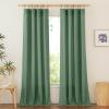 imageNICETOWN Linen Semi Sheer Curtains 72 inches Long Rod Pocket amp Back Tab Thick Flax Linen Weave Drapes Privacy Added with Light Filtering for BedroomFarmhouse Cream W55 x L72 2 PanelsOlive Green
