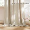 imageNICETOWN Linen Semi Sheer Curtains 72 inches Long Rod Pocket amp Back Tab Thick Flax Linen Weave Drapes Privacy Added with Light Filtering for BedroomFarmhouse Cream W55 x L72 2 PanelsJacquard Linen