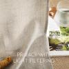 imageNICETOWN Linen Semi Sheer Curtains 72 inches Long Rod Pocket amp Back Tab Thick Flax Linen Weave Drapes Privacy Added with Light Filtering for BedroomFarmhouse Cream W55 x L72 2 PanelsOatmeal
