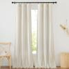 imageNICETOWN Linen Semi Sheer Curtains 72 inches Long Rod Pocket amp Back Tab Thick Flax Linen Weave Drapes Privacy Added with Light Filtering for BedroomFarmhouse Cream W55 x L72 2 PanelsNatural