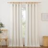 imageNICETOWN Linen Semi Sheer Curtains 72 inches Long Rod Pocket amp Back Tab Thick Flax Linen Weave Drapes Privacy Added with Light Filtering for BedroomFarmhouse Cream W55 x L72 2 PanelsNatural