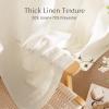 imageNICETOWN Linen Semi Sheer Curtains 72 inches Long Rod Pocket amp Back Tab Thick Flax Linen Weave Drapes Privacy Added with Light Filtering for BedroomFarmhouse Cream W55 x L72 2 PanelsNatural