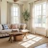 imageNICETOWN Linen Semi Sheer Curtains 72 inches Long Rod Pocket amp Back Tab Thick Flax Linen Weave Drapes Privacy Added with Light Filtering for BedroomFarmhouse Cream W55 x L72 2 PanelsOatmeal