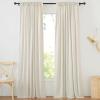 imageNICETOWN Linen Semi Sheer Curtains 72 inches Long Rod Pocket amp Back Tab Thick Flax Linen Weave Drapes Privacy Added with Light Filtering for BedroomFarmhouse Cream W55 x L72 2 PanelsNatural