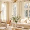 imageNICETOWN Linen Semi Sheer Curtains 72 inches Long Rod Pocket amp Back Tab Thick Flax Linen Weave Drapes Privacy Added with Light Filtering for BedroomFarmhouse Cream W55 x L72 2 PanelsBeige