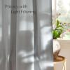 imageNICETOWN Linen Semi Sheer Curtains 72 inches Long Rod Pocket amp Back Tab Thick Flax Linen Weave Drapes Privacy Added with Light Filtering for BedroomFarmhouse Cream W55 x L72 2 PanelsLight Cyan