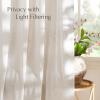 imageNICETOWN Linen Semi Sheer Curtains 72 inches Long Rod Pocket amp Back Tab Thick Flax Linen Weave Drapes Privacy Added with Light Filtering for BedroomFarmhouse Cream W55 x L72 2 PanelsVannila
