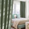imageNICETOWN Linen Semi Sheer Curtains 72 inches Long Rod Pocket amp Back Tab Thick Flax Linen Weave Drapes Privacy Added with Light Filtering for BedroomFarmhouse Cream W55 x L72 2 PanelsForest Green