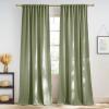 imageNICETOWN Linen Semi Sheer Curtains 72 inches Long Rod Pocket amp Back Tab Thick Flax Linen Weave Drapes Privacy Added with Light Filtering for BedroomFarmhouse Cream W55 x L72 2 PanelsJacquard Sage Green