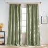 imageNICETOWN Linen Semi Sheer Curtains 72 inches Long Rod Pocket amp Back Tab Thick Flax Linen Weave Drapes Privacy Added with Light Filtering for BedroomFarmhouse Cream W55 x L72 2 PanelsJacquard Sage Green
