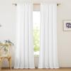 imageNICETOWN Linen Semi Sheer Curtains 72 inches Long Rod Pocket amp Back Tab Thick Flax Linen Weave Drapes Privacy Added with Light Filtering for BedroomFarmhouse Cream W55 x L72 2 PanelsWhite