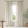 imageNICETOWN Linen Semi Sheer Curtains 72 inches Long Rod Pocket amp Back Tab Thick Flax Linen Weave Drapes Privacy Added with Light Filtering for BedroomFarmhouse Cream W55 x L72 2 PanelsNatural