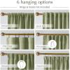 imageNICETOWN Linen Semi Sheer Curtains 72 inches Long Rod Pocket amp Back Tab Thick Flax Linen Weave Drapes Privacy Added with Light Filtering for BedroomFarmhouse Cream W55 x L72 2 PanelsJacquard Sage Green