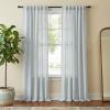 imageNICETOWN Linen Semi Sheer Curtains 72 inches Long Rod Pocket amp Back Tab Thick Flax Linen Weave Drapes Privacy Added with Light Filtering for BedroomFarmhouse Cream W55 x L72 2 PanelsLight Cyan