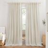 imageNICETOWN Linen Semi Sheer Curtains 72 inches Long Rod Pocket amp Back Tab Thick Flax Linen Weave Drapes Privacy Added with Light Filtering for BedroomFarmhouse Cream W55 x L72 2 PanelsNatural